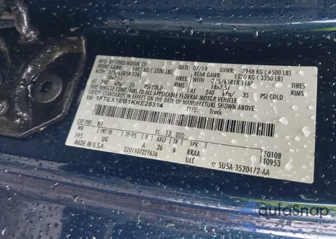 2019 Ford F-150 Xlt from USA, damaged, VIN 1FTEX1EB1KKE28314